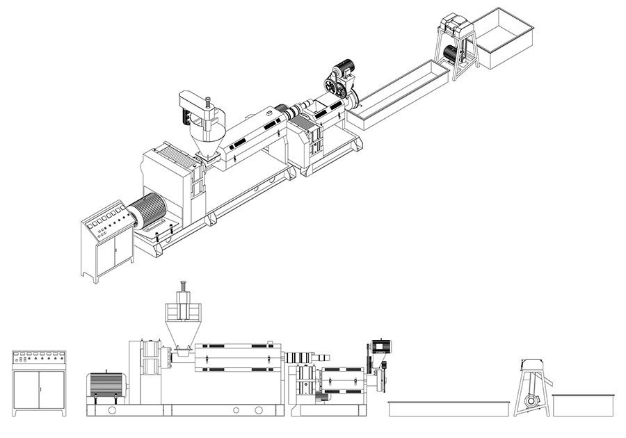 PN2-QS 125/125S Double-stage membrane material water-strand granulator